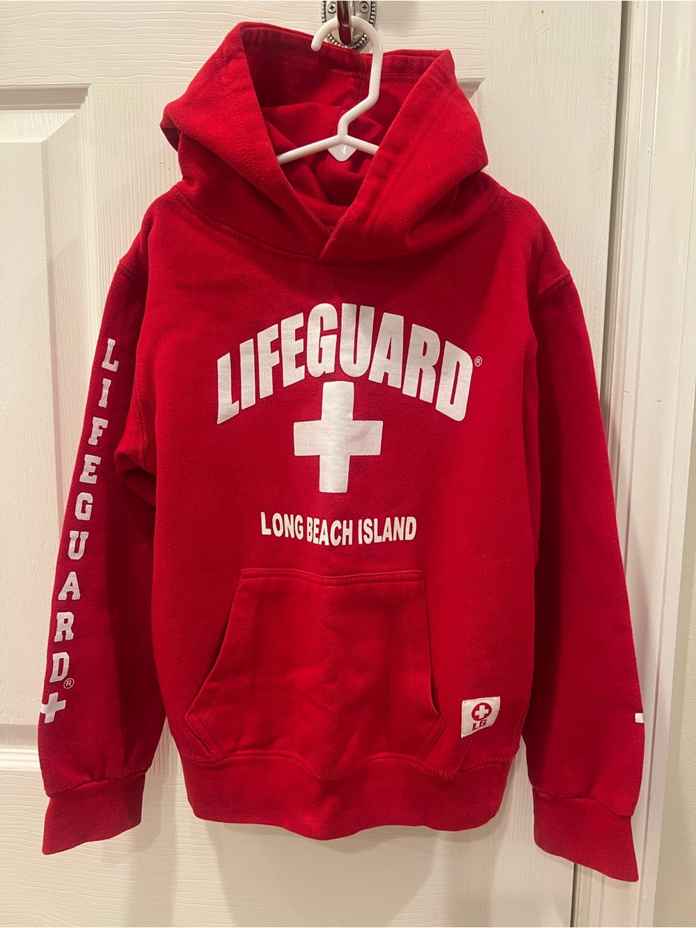 Lifeguard Long Beach Island Red Hoodie for Kids